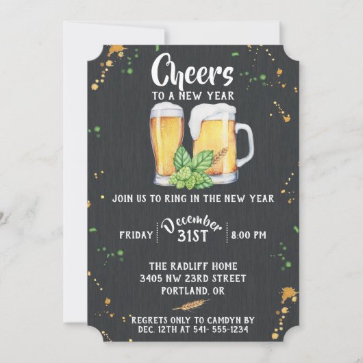 Uitnodiging voor Pub Style Nieuwjaar (Voorkant)