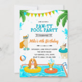 Uitnodiging voor puppy zwembadfeest (Voorkant)