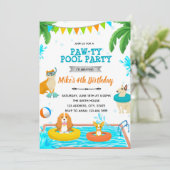 Uitnodiging voor puppy zwembadfeest (Staand voorkant)
