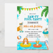 Uitnodiging voor puppy zwembadfeestje (Voorkant / Achterkant)