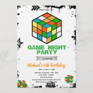 Uitnodiging voor puzzelkubus spel feestje