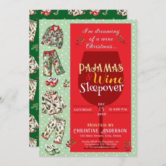 Uitnodiging voor pyjama en pannenkoeken (Voorkant / Achterkant)