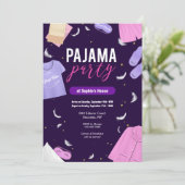 Uitnodiging voor pyjamafeest voor meisjes (Staand voorkant)