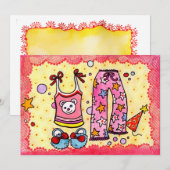 Uitnodiging voor pyjamafeestje (Voorkant / Achterkant)