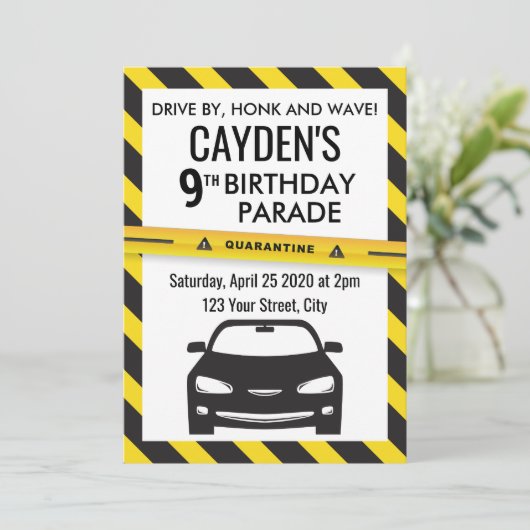 Uitnodiging voor Quarantine Birthday Parade (Staand voorkant)