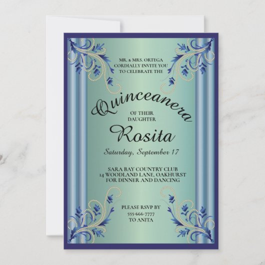 Uitnodiging voor Quinceanera (Voorkant)