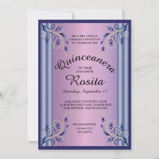 Uitnodiging voor Quinceanera (Voorkant)