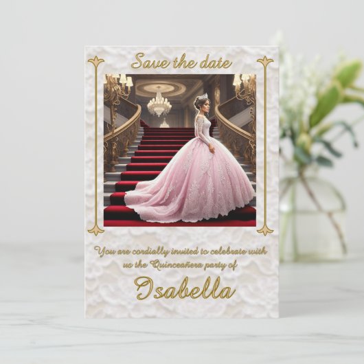 " UITNODIGING VOOR QUINCEANERA-FEEST " (Staand voorkant)