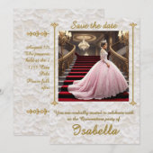 " UITNODIGING VOOR QUINCEANERA-FEEST " (Voorkant / Achterkant)