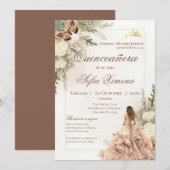 Uitnodiging voor Quincenera in het Spaans Boho (Voorkant / Achterkant)