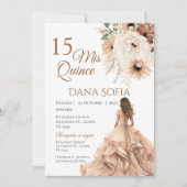Uitnodiging voor Quincenera in het Spaans Boho (Voorkant)