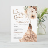 Uitnodiging voor Quincenera in het Spaans Boho (Staand voorkant)