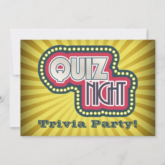 Uitnodiging voor Quiz Night Trivia Feest (Voorkant)