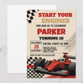 Uitnodiging voor Race Day Birthday (Voorkant / Achterkant)