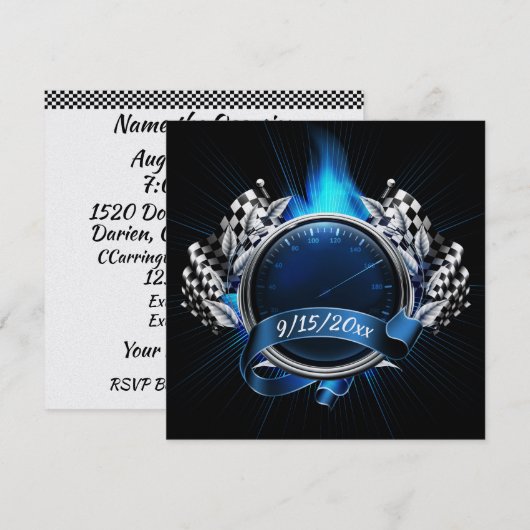 Uitnodiging voor raceauto-evenement (Voorkant / Achterkant)