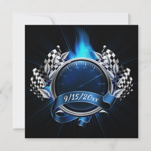 Uitnodiging voor raceauto-evenement (Voorkant)