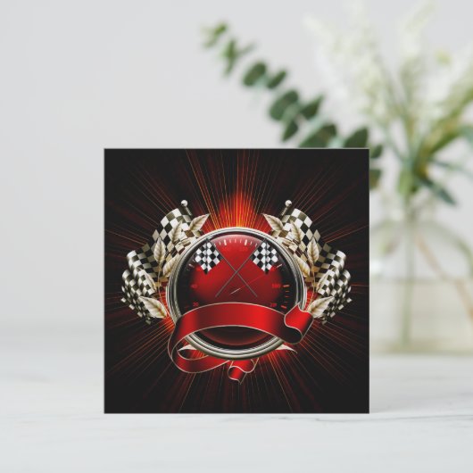 Uitnodiging voor raceauto-evenement (Staand voorkant)