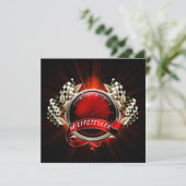 Uitnodiging voor raceauto-evenement (Staand voorkant)