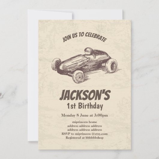  uitnodiging voor raceauto's (Voorkant)