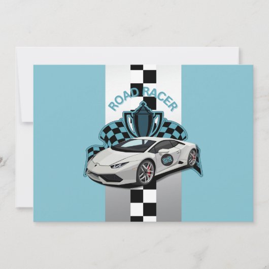 Uitnodiging voor raceauto's, groen, zwart-wit (Voorkant)