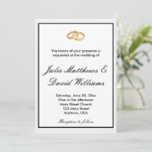 Uitnodiging voor races met zwarte, witte en gouden (Staand voorkant)