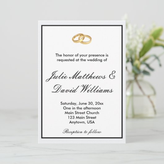 Uitnodiging voor races met zwarte, witte en gouden (Staand voorkant)