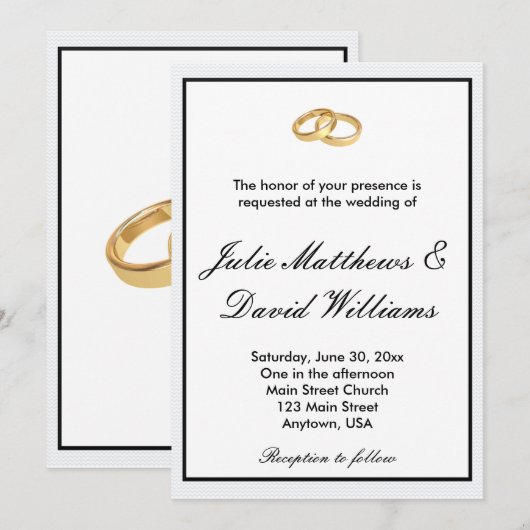 Uitnodiging voor races met zwarte, witte en gouden (Voorkant / Achterkant)