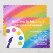 Uitnodiging voor Rainbow Art Party (Voorkant / Achterkant)