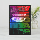 Uitnodiging voor Rainbow Las Vegas Sin City-feest (Staand voorkant)