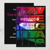 Uitnodiging voor Rainbow Las Vegas Sin City-feest (Voorkant / Achterkant)