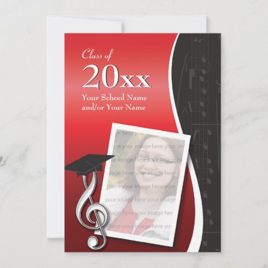 Uitnodiging voor Red & Black Music Afstuderen (Voorkant)