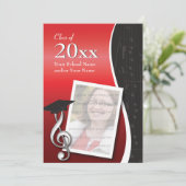 Uitnodiging voor Red & Black Music Afstuderen (Staand voorkant)