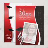Uitnodiging voor Red & Black Music Afstuderen (Voorkant / Achterkant)