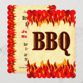 Uitnodiging voor Red Flames Custom BBQ Cookout 5x7 (Voorkant / Achterkant)