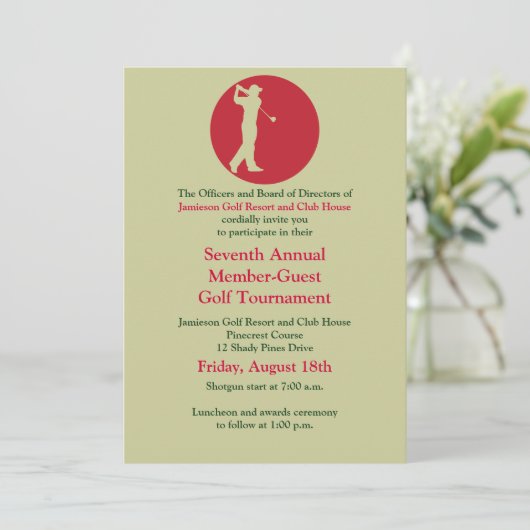 Uitnodiging voor Red Green Corporate Golf Tourname (Staand voorkant)