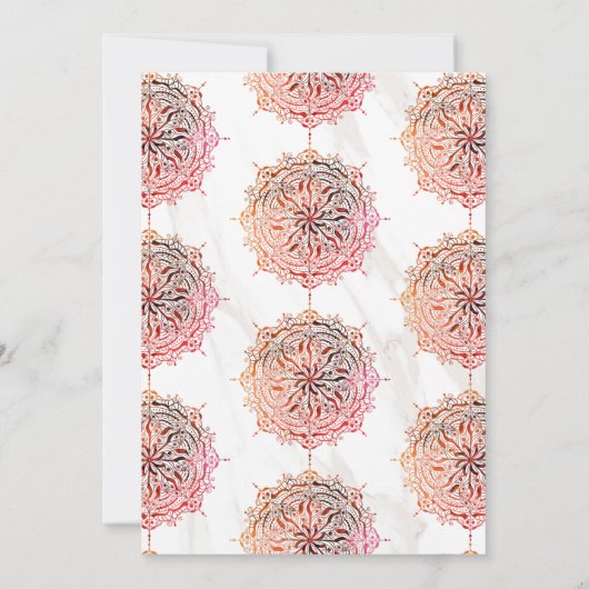 Uitnodiging voor Red Mandala Mehndi Ceremony (Achterkant)