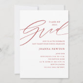 Uitnodiging voor Red Minimalist Graduation Party (Voorkant)