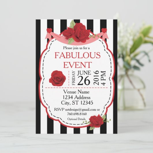 Uitnodiging voor Red Rose Event (Staand voorkant)