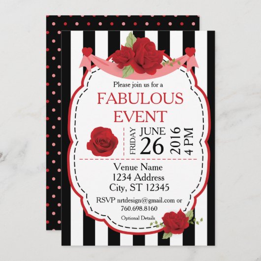 Uitnodiging voor Red Rose Event (Voorkant / Achterkant)