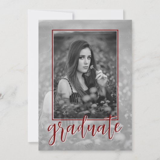 Uitnodiging voor Red Single Photo Script-Afstudere (Achterkant)