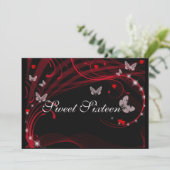  uitnodiging voor Red Sweet Sixteen (Staand voorkant)