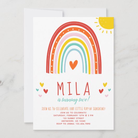 Uitnodiging voor regenboog en zonneschijn (Voorkant)