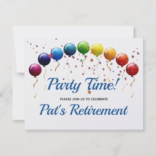 Uitnodiging voor regenboogballonnenfeest (Voorkant)