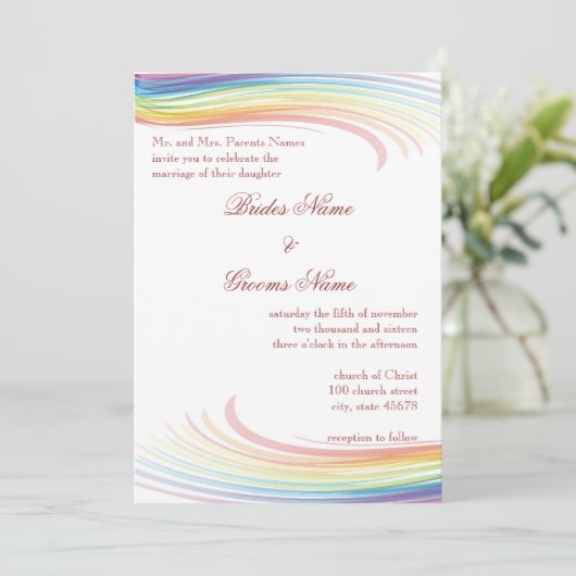 Uitnodiging voor regenbooggolfweddenschappen (Staand voorkant)