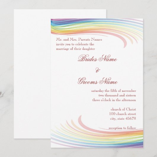 Uitnodiging voor regenbooggolfweddenschappen (Voorkant / Achterkant)