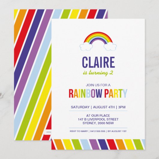 Uitnodiging voor regenboogpartijen (Voorkant / Achterkant)