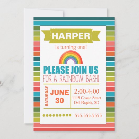 Uitnodiging voor regenboogpartijen (Voorkant)