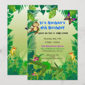 Uitnodiging voor regenwoud Rockin' Rainforest Birt (Voorkant / Achterkant)