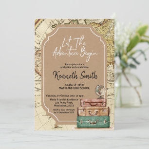 Uitnodiging voor reis-thema afstudeerfeest