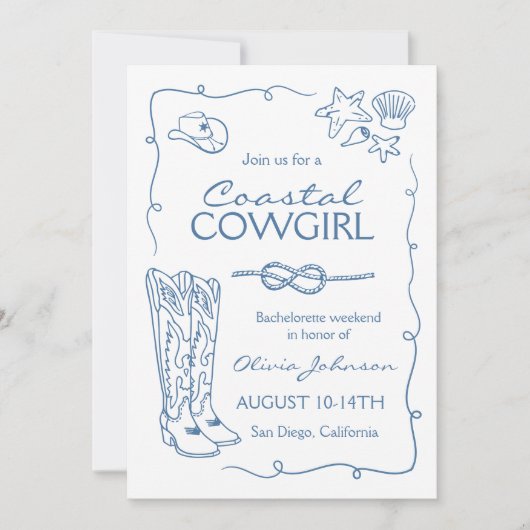 Uitnodiging voor reisplan voor Coastal Cowgirl vri (Voorkant)